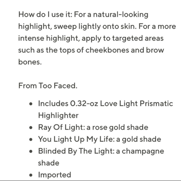 Too Faced Love Light Highlighter Makeup Rose Gold Nwt - Picture 9 of 12